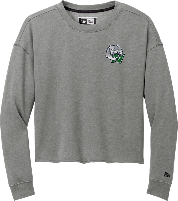 Woodbridge Wolfpack New Era Ladies Tri-Blend Fleece Crop Crew